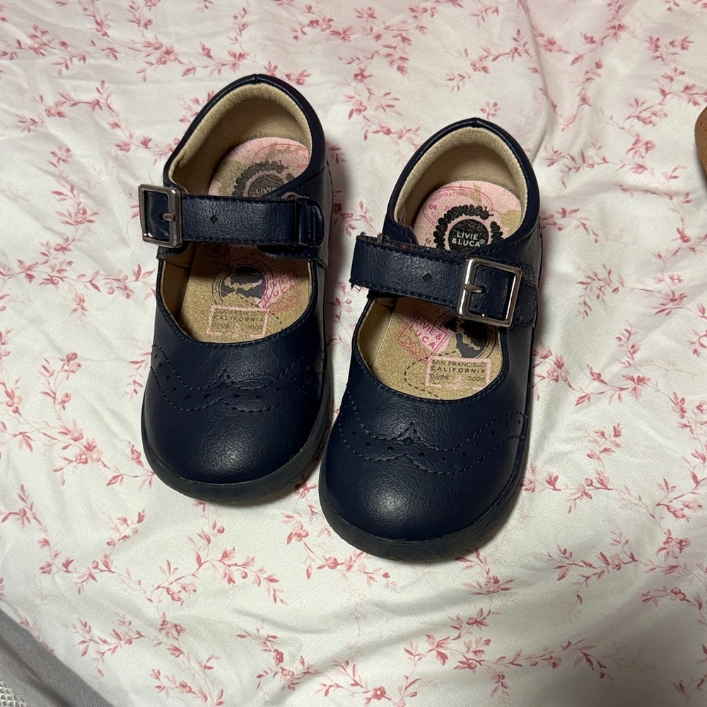 Livie & Luca: Navy Blue Kids Leather Shoes